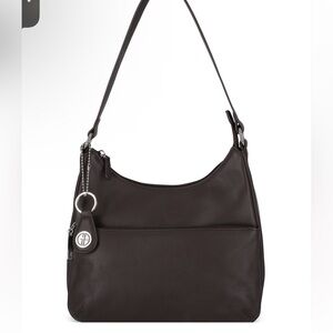 Giani Bernini Nappa Leather Round Hobo Bag Silhouette Black shoulder medium size